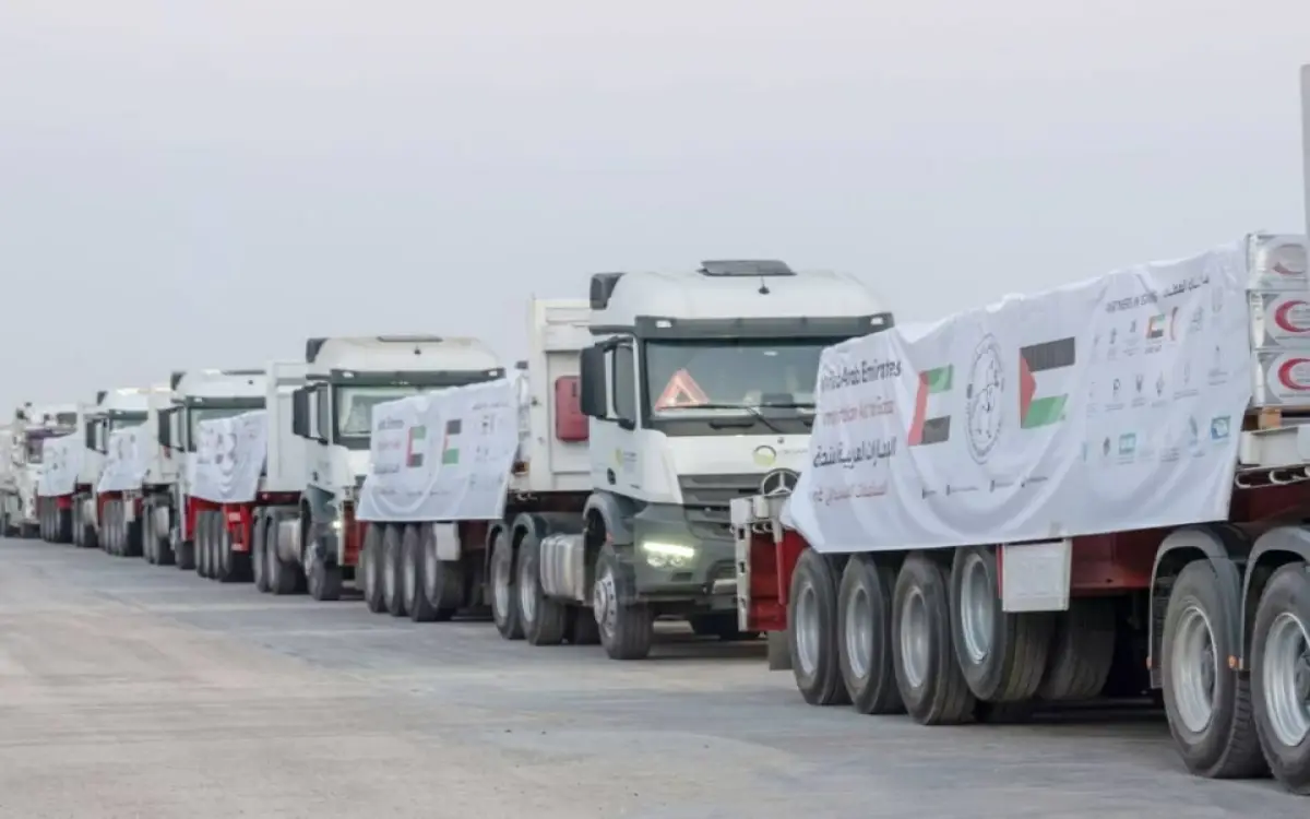 75 شاحنة إغاثية جديدة من الإمارات إلى غزة