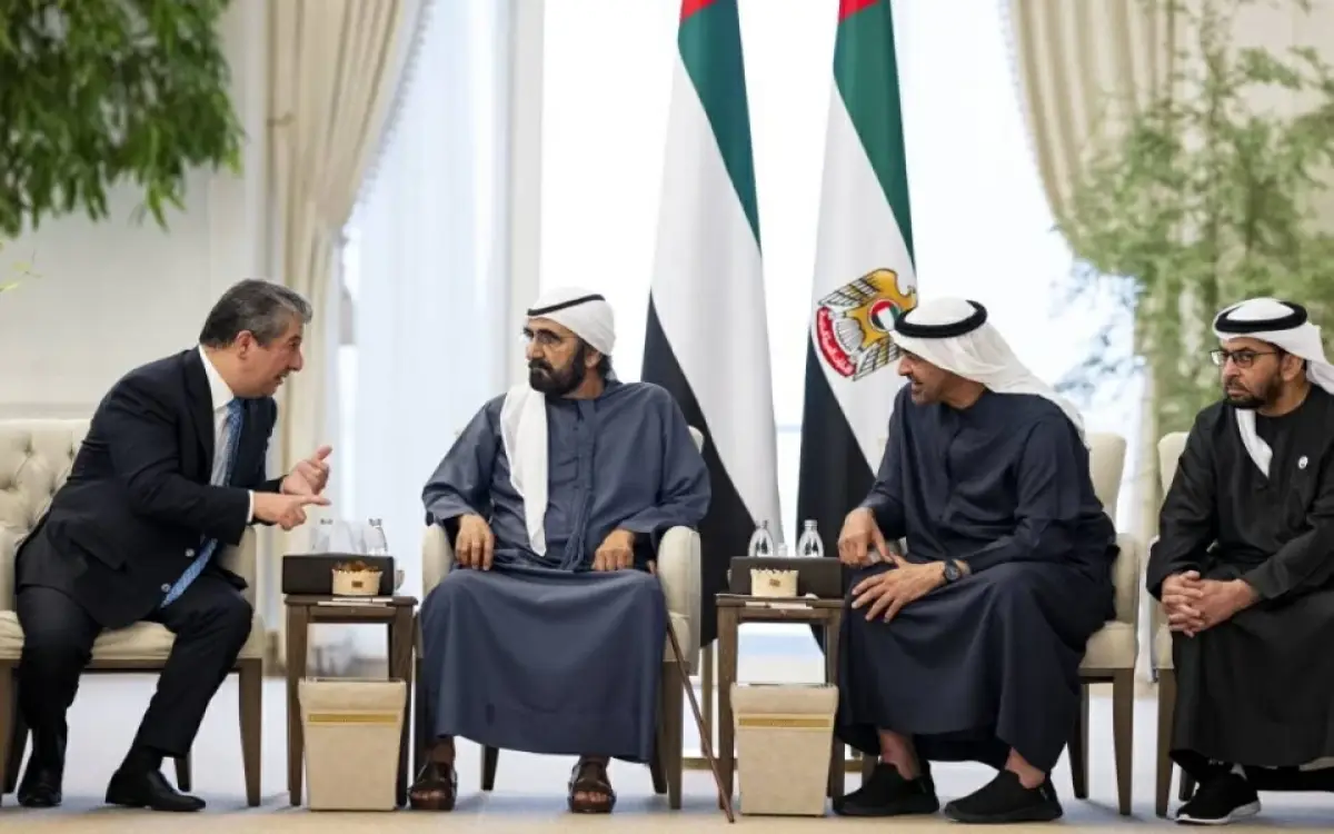 محمد بن زايد ومحمد بن راشد يلتقيان رئيس حكومة كردستان