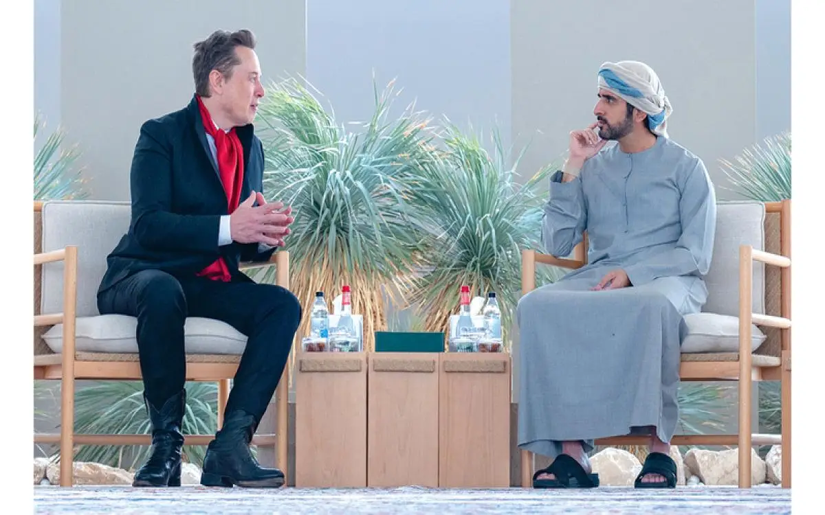 حمدان بن محمد ملتقياً ماسك: شراكاتنا مستمرة مع صناع التغيير